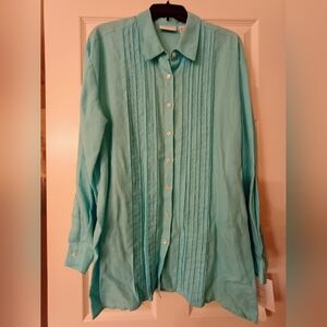 Turquoise Button-Up Shirt By Liz Claiborne